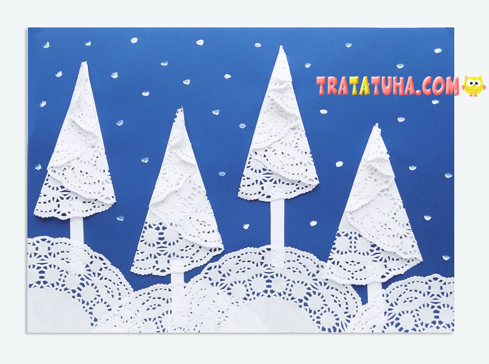 paper napkin winter Christmas trees craft