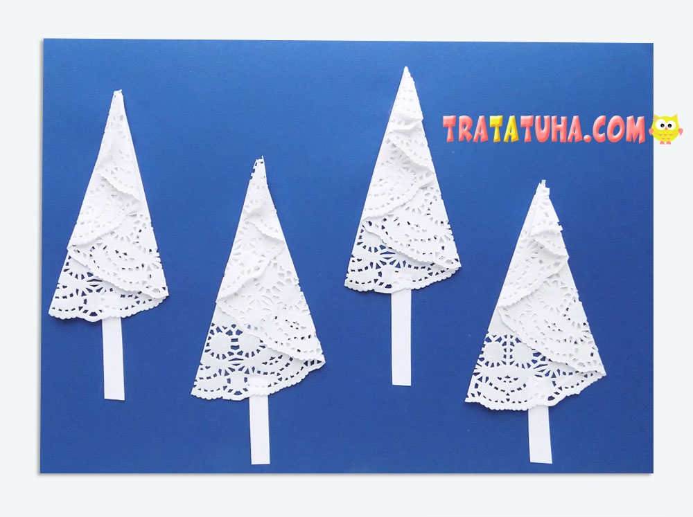 paper napkin winter Christmas trees craft