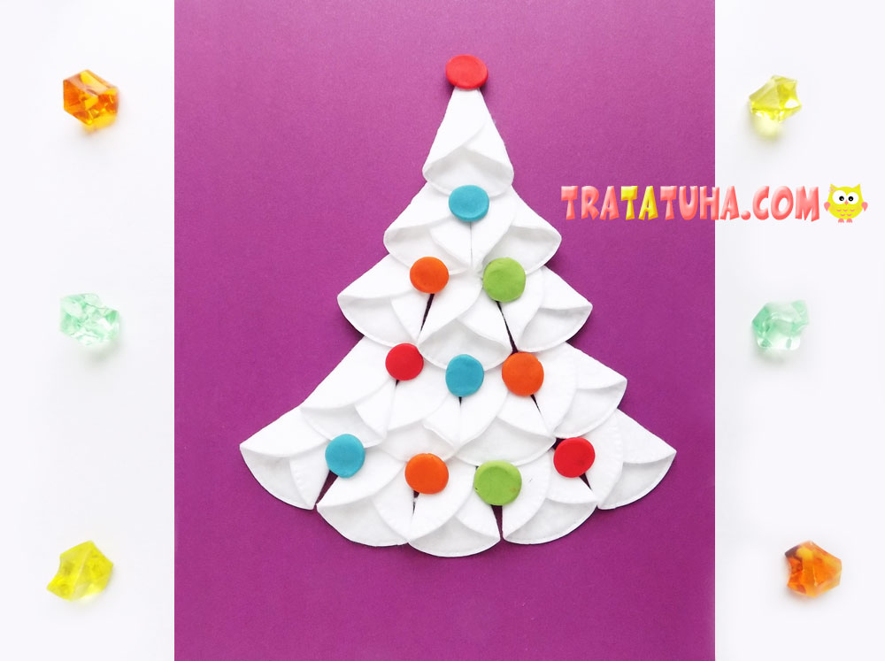Clay and Cotton Pads Christmas Tree Craft