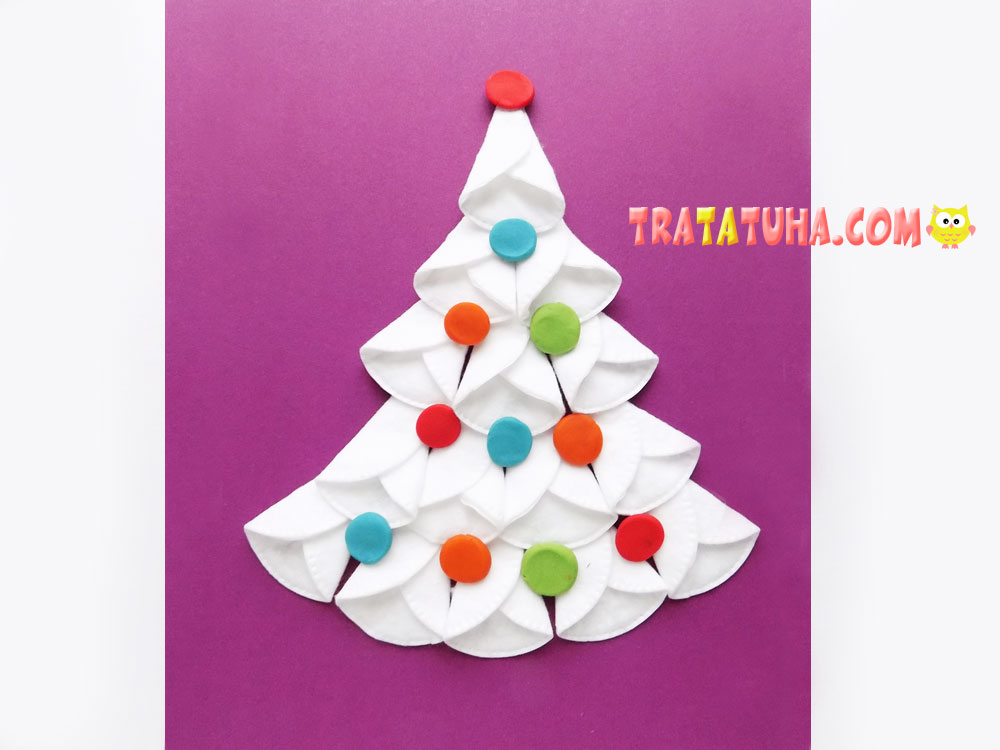 Clay and Cotton Pads Christmas Tree Craft