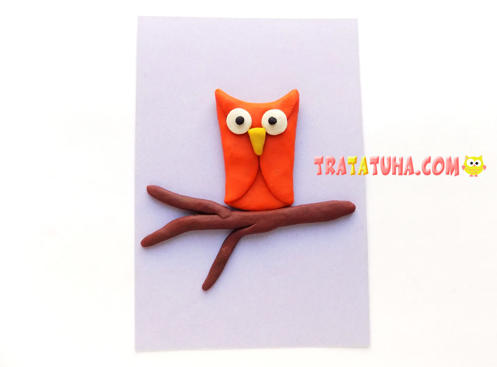 Clay Painting Owl on a Branch