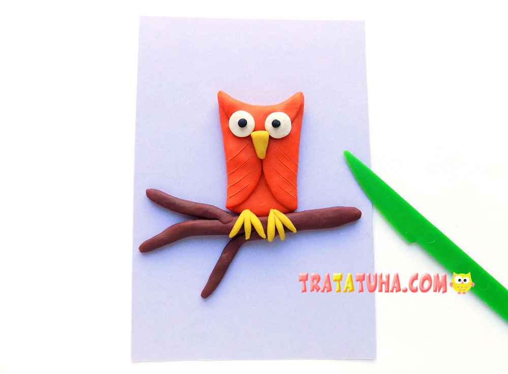 Clay Painting Owl on a Branch