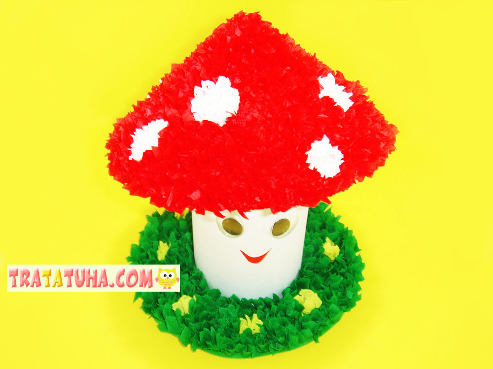 Crepe Paper Mushroom Craft