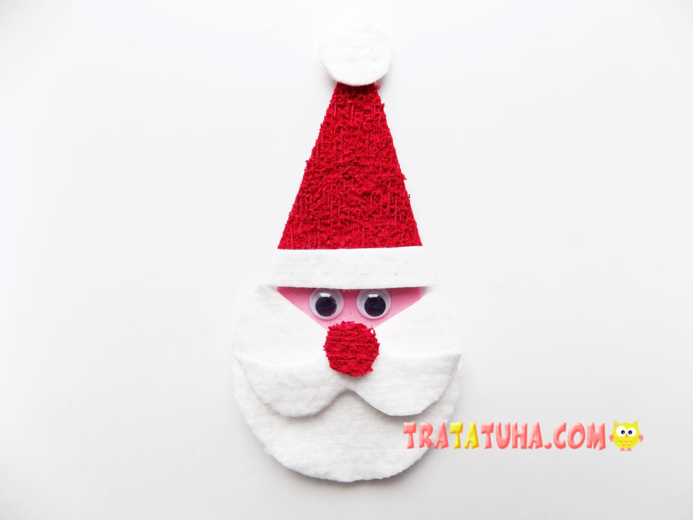 Santa Claus Made of Foam and Cotton Pads