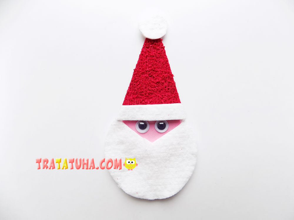 Santa Claus Made of Foam and Cotton Pads