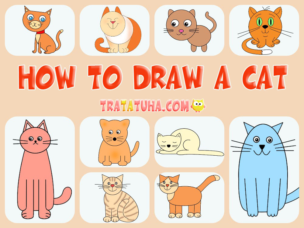 easy cats drawings